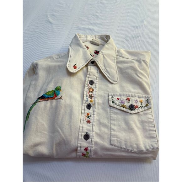 Grants Men’s Wear Vintage Embroidered 70s Button Up Shirt Size Medium - Picture 12 of 12